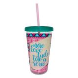 Copo Plástico com Canudo 650 ml - Art house