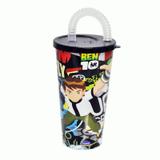 Copo Plástico com Canudo Plasútil Ben 10 - 430ml - Not defined