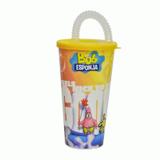 Copo Plástico com Canudo Plasútil Bob Esponja - 430ml - Plasutil