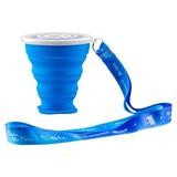 Copo Retratil de Silicone com Cordão de Pescoço 300ml Blue Econudinho