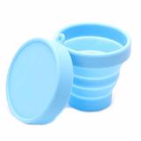 Copo Retrátil De Silicone Com Tampa 150ml MC Azul