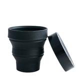 Copo retrátil reutilizável em silicone com tampa 400ml Preto - Turquesa