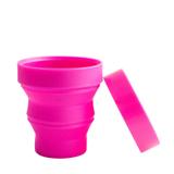 Copo retrátil reutilizável em silicone com tampa 400ml Rosa - Turquesa