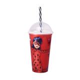 Copo Shake Marinette/Ladybug miraculous Com Canudo 500ml - Plasutil
