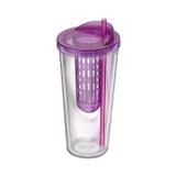 Copo Squeeze com Infusor de Frutas Dieta Fitness Agua Detox 600 ML Roxo - Art