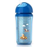 Copo Térmico Decorado Azul 260ml Com Canudo - Avent