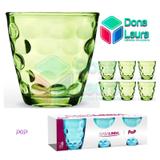 Copo Vidro 250ml (Suco água) POP jogo com 6 Verde