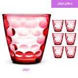 Copo Vidro 250ml (Suco, água) POP jogo com 6 Vermelho - Casa linda