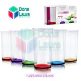 Copo Vidro 300ml (Suco água) NEW LUXOR COLORS jogo c/ 6