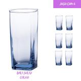 Copo Vidro 320ml (Suco, água) BALI SOLID jogo c/ 6 Azul - Casa linda