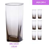 Copo Vidro 320ml (Suco, água) BALI SOLID jogo c/ 6 Cinza - Casa linda