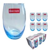 Copo Vidro 450ml (Suco, água) BELLAGIO jogo com 6 Azul - Casa linda