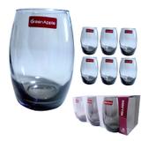 Copo Vidro 450ml (Suco, água) BELLAGIO jogo com 6 Cinza - Casa linda