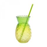 Copo Vidro com Tampa e Canudo Abacaxi 600ml Urban Verde
