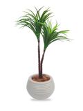 Coqueiro Arranjo Flor Artificial Vaso Redondo Areado Cinza - Flordecorar