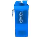 Coqueteleira 2 Doses e porta cápsulas 400ml - Azul - Power Supplements