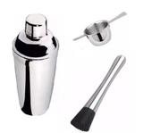 Coqueteleira 500 ml Inox + socador + dosador de wisky Inox 50 ml - Click urbano