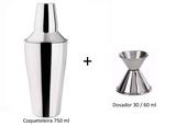 Coqueteleira 750 ml inox + dosador de wisky duplo inox 30/60 ml - Click urbano