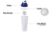 Coqueteleira Garrafa Squeeze Esportiva Shaker 600ml Azul - Ativa