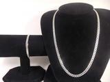 Cordão Corrente Italiana Grumet Em Prata 925 60cm + Pulseira - Total pratas