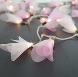 Cordão de Luz Flor Organza 2 Tons de Rosa Pilha 50 Leds - Crie casa