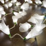 Cordão de Luz Flor Organza Branca Pilha 20 Leds - Crie casa