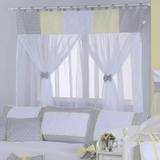 Cortina Bebê Chevron Cinza Amarelo - I9 baby