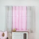 Cortina Infantil com Ilhós Cinza com rosa 100% Algodão - Bruna baby