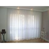 Cortina voil branca sala ou quarto 400x280 ilhos cromado - Re9casa