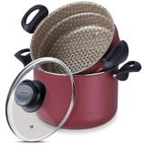 Cozi-vapore Antiaderente com Tampa de Vidro Paris Tramontina - Vermelho / 22 Cm / 6.0 Lt