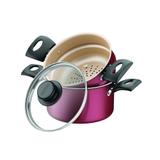Cozi-Vapore / Cuscuzeira em Alumínio Antiaderente Com Tampa de Vidro Tramontina Turim 16 cm Vermelha 20266/716