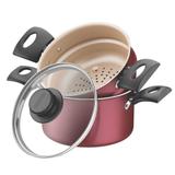 Cozi-vapore / Cuscuzeira Em Alumínio Antiaderente Com Tampa De Vidro Tramontina Turim 16 Cm Vermelha 20266/716