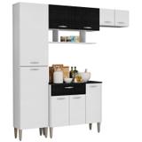 Cozinha Compacta Cris com Balcão Branco com Linho Branco e CP Linho Preto - Kits Paraná