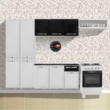 Cozinha Itatiaia Amanda Preto Kit com Fogão Star 4 bocas Branco