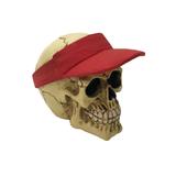 Crânio Caveira Decorativa Resina Com Boné Viseira Vermelho - Maisaz