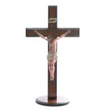 Crucifixo Mesa e Parede 20cm Madeira e Resina - Imagens januzzi