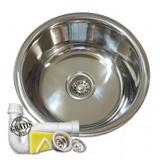 Cuba inox redonda 30cm valvula e sifao - Tecnocuba