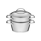 Cuscuzeira Allegra em Aço Inox com Fundo Triplo 2 Peças Tramontina