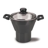 Cuscuzeira Alumínio com Tampa de Vidro 16 cm Caribe Preta - Tramontina