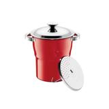 Cuscuzeira em aço inox Hauskraft 16cm vermelha