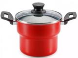 Cuscuzeiro 16 Antiaderente Vermelho Com Tampa de Vidro Panelux