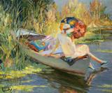 Dama com Sombrinha - Edward Cucuel - Tela 60x72 Para Quadro - Santhatela