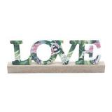 Decor madeira c/base word nature love verde 33x2.5x12cm - Urban
