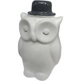 Decoraçao de Coruja em Resina Cut Owl Hat Branco / Preto 6X5,5X8,5cm Urban