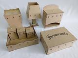 Decoração Kit Higiene Bebe Madeira Mdf Cru Passa Fita 8 peças Farmácia G Encaixe - Mdf store