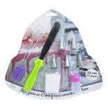 Decorador De Bolo Saco Para Confeitar De Plastico Com Espatula E Pincel + 5 Bicos Na Cartela - Fu xing