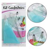 Decorador de bolo / saco para confeitar de silicone + 5 bicos de metal e batedor de claras - Fu xing