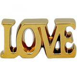 Decorativo Cerâmica Capslock Letter Love 15cmx31,5cmx3,8cm Dourado - Urban