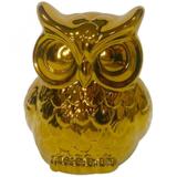 Decorativo Cerâmica Staring Owl 14cmx12cmx8,4cm Dourado - Urban