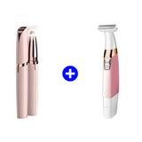 Depilador Feminino Elétrico Recarregável a Prova D'água KM-1900 + Depilador Indolor Para Sobrancelhas Flawless Brows Premium - Kemei / flawless